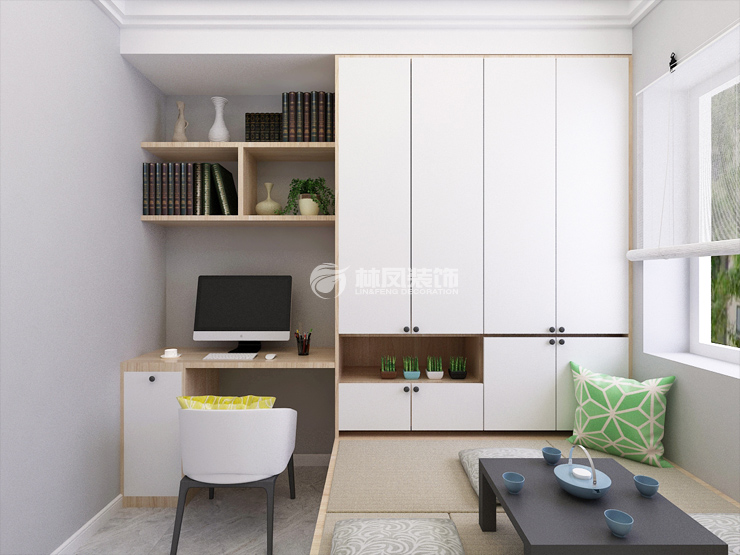 萬(wàn)科翡翠公園120㎡戶型次臥榻榻米裝修案例