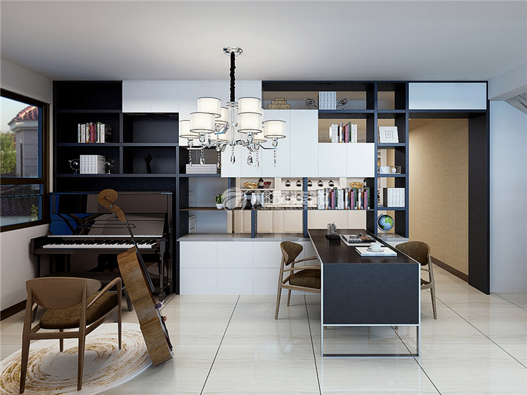 美的瀚悅府120㎡北臥書房設計裝修效果圖