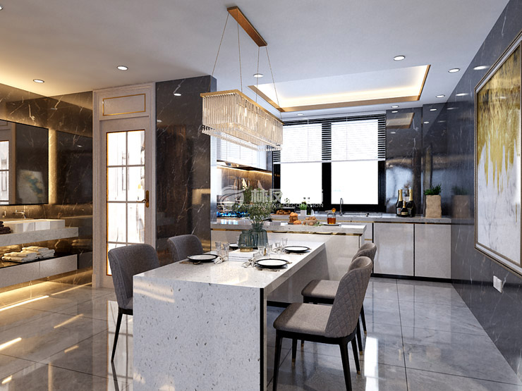 餐廚一體式視覺擴容設(shè)計裝修效果圖