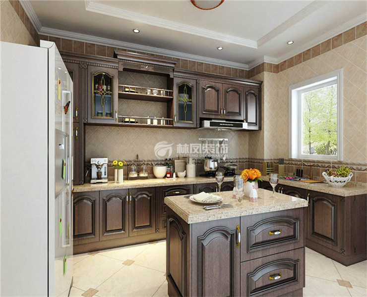 美式風(fēng)格廚房吊柜設(shè)計(jì)裝修效果圖