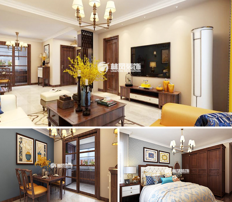 華潤24城140平美式風格裝修效果圖