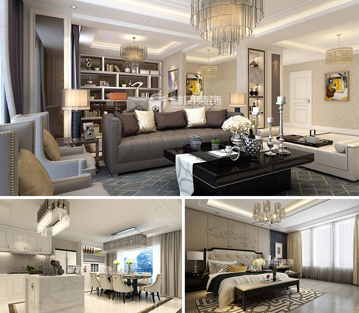 華潤置地240平港式風格裝修效果圖