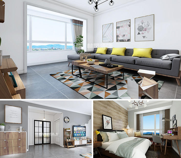 首創(chuàng)光合城110平北歐風格裝修效果圖