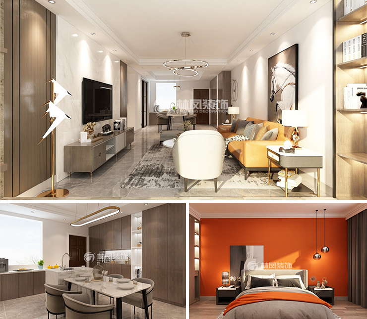 金地峯匯125平港式風(fēng)格裝修效果圖