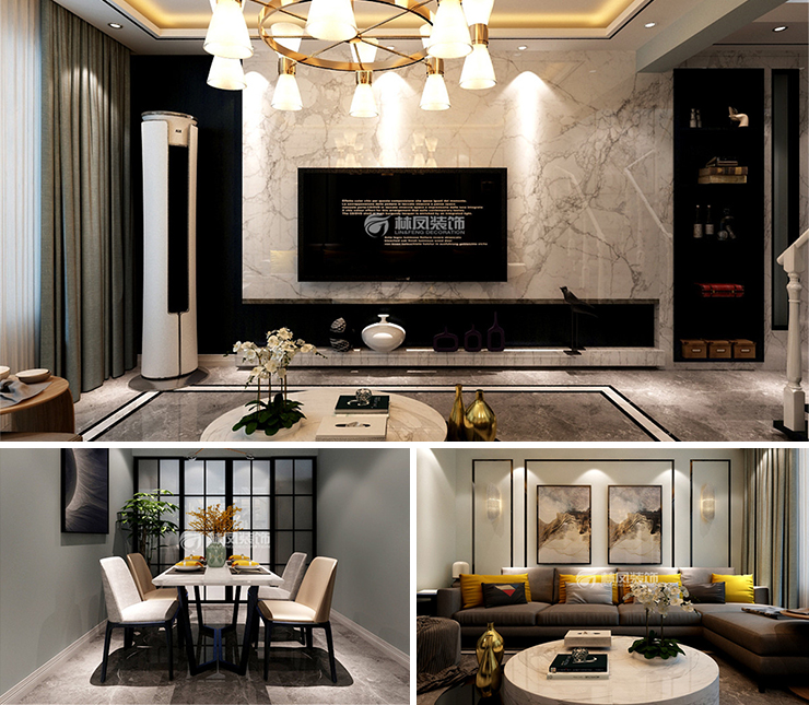 熙旺廣場158平現(xiàn)代風(fēng)格裝修效果圖