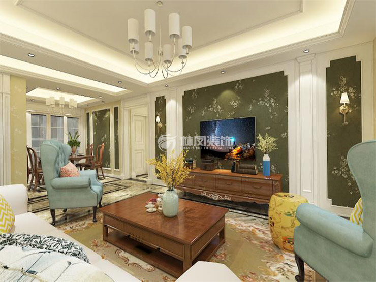 熙旺廣場147平美式風(fēng)格裝修效果圖