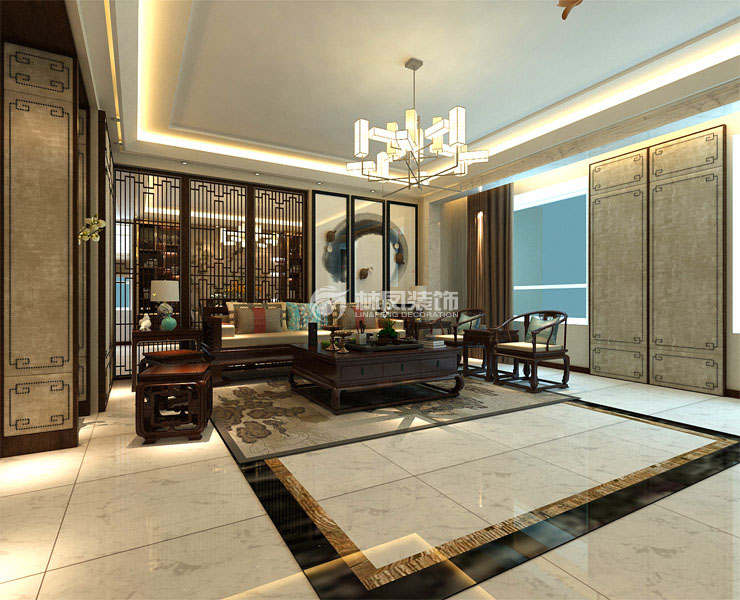 新中式風(fēng)格屏風(fēng)隔斷設(shè)計(jì)裝修效果圖