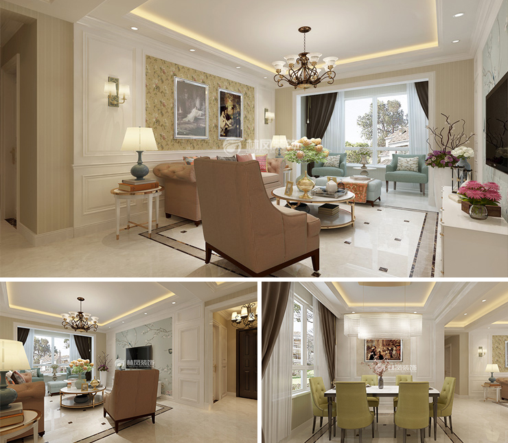 中瑞北歐云墅120平美式風(fēng)格裝修效果圖