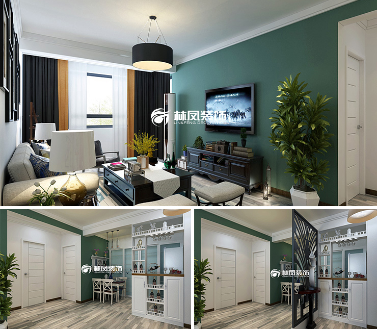 華潤置地公元九里110平美式風(fēng)格裝修效果圖