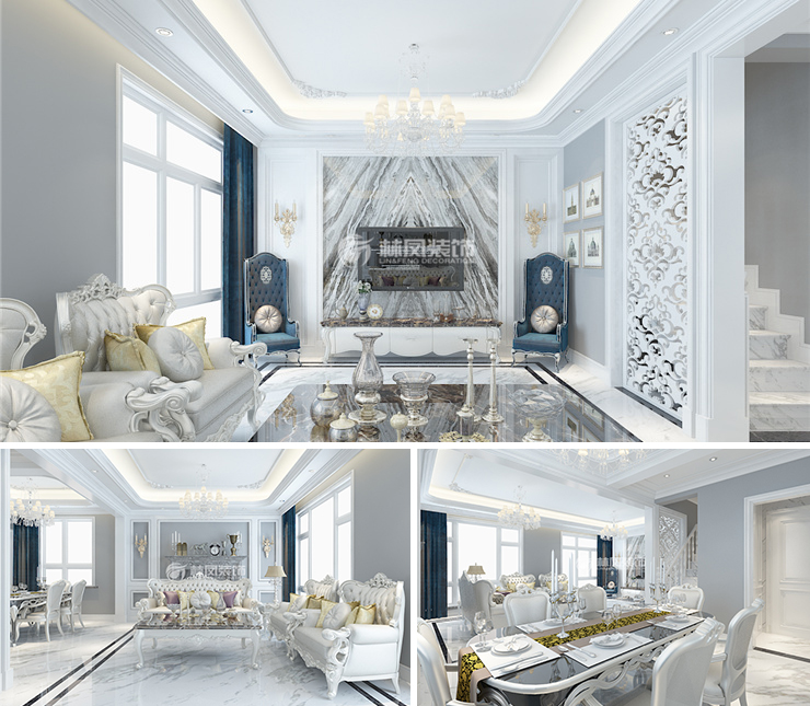 龍湖天宸原著230平新中式風(fēng)格裝修效果圖