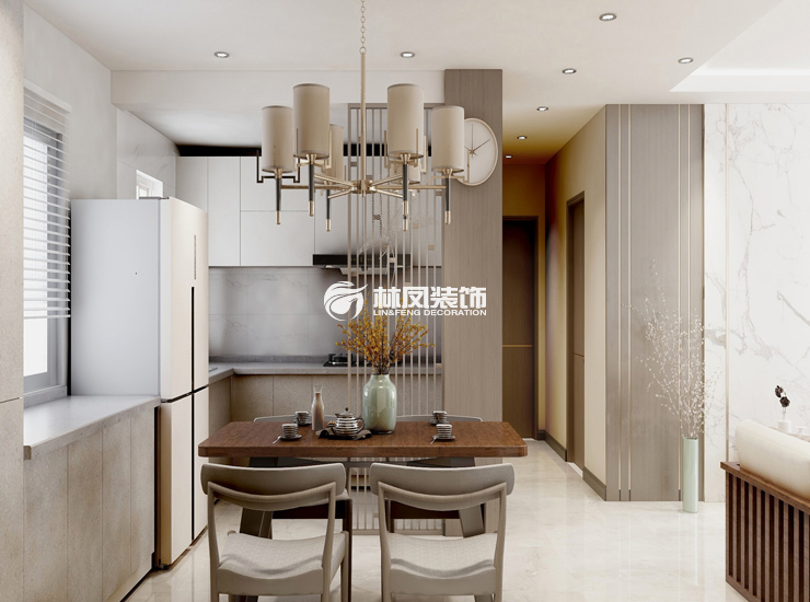 美式風(fēng)格餐廚一體設(shè)計(jì)裝修效果圖