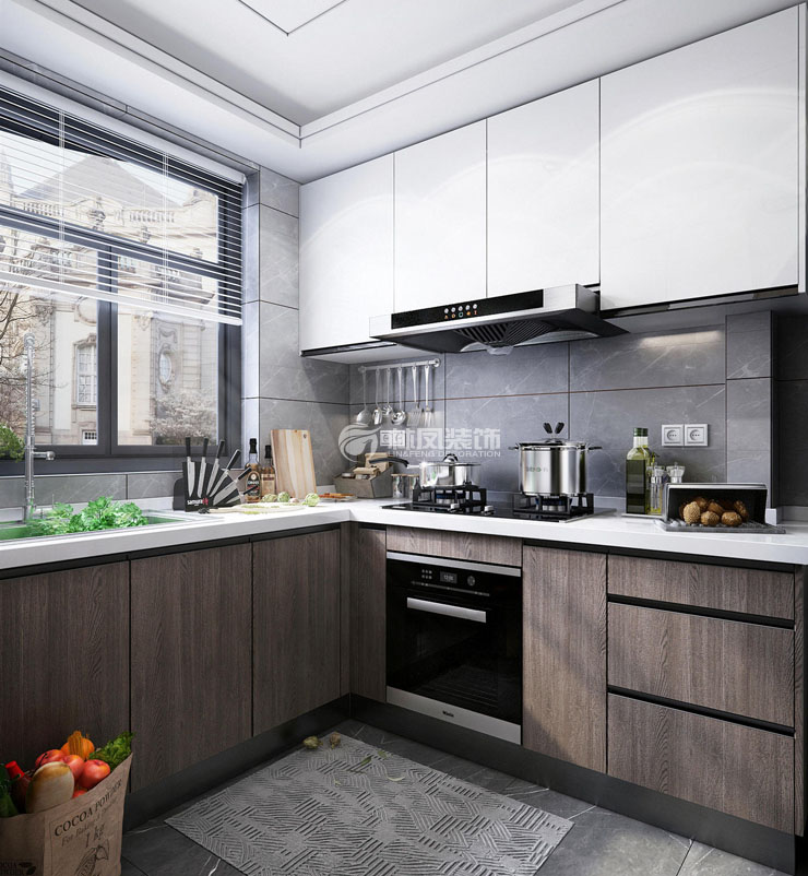 現(xiàn)代風(fēng)格廚房櫥柜無把手設(shè)計裝修效果圖